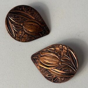 Elegant Floral Copper Earrings